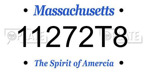 11272T8 Massachusetts License Plate