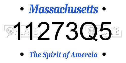 11273Q5 Massachusetts License Plate