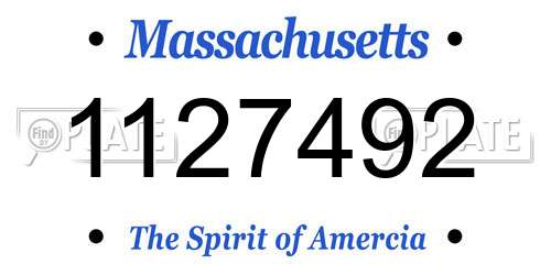 1127492 Massachusetts License Plate