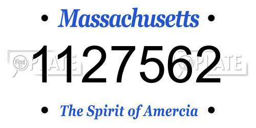 1127562 Massachusetts License Plate