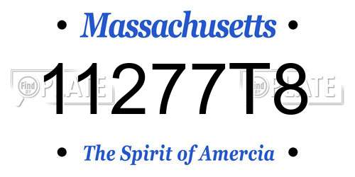 11277T8 Massachusetts License Plate