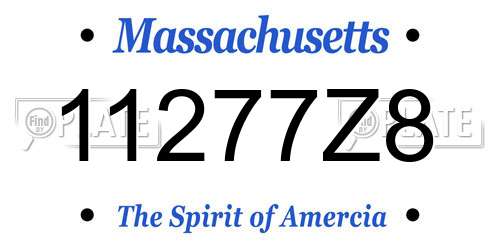 11277Z8 Massachusetts License Plate