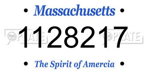 1128217 Massachusetts License Plate