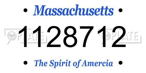 1128712 Massachusetts License Plate