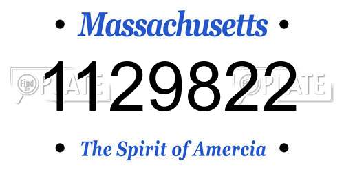 1129822 Massachusetts License Plate