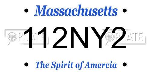 112NY2 Massachusetts License Plate