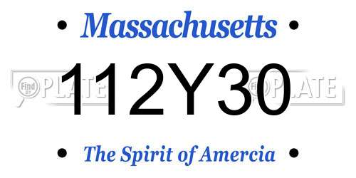 112Y30 Massachusetts License Plate