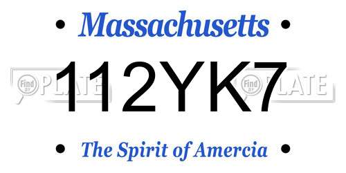 112YK7 Massachusetts License Plate