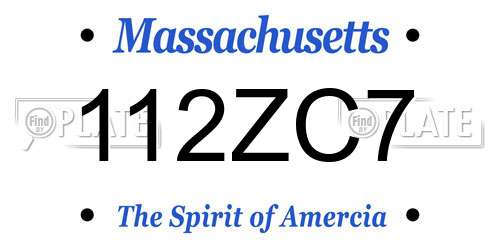 112ZC7 Massachusetts License Plate
