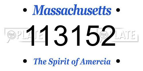 113152 Massachusetts License Plate