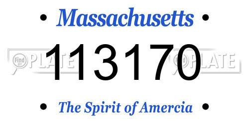 113170 Massachusetts License Plate
