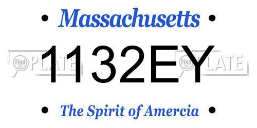 1132EY Massachusetts License Plate