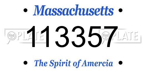 113357 Massachusetts License Plate