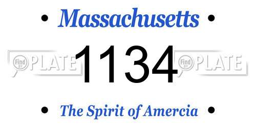 1134 Massachusetts License Plate
