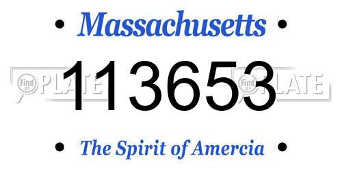 113653 Massachusetts License Plate