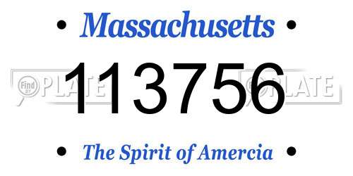 113756 Massachusetts License Plate