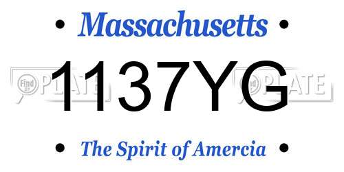 1137YG Massachusetts License Plate