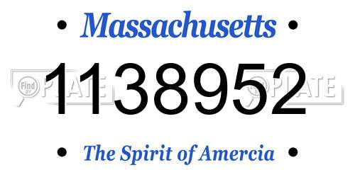 1138952 Massachusetts License Plate