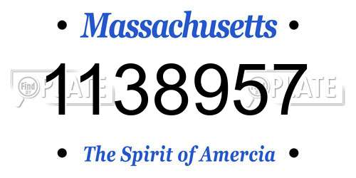 1138957 Massachusetts License Plate
