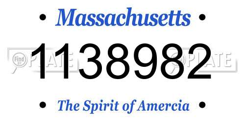 1138982 Massachusetts License Plate