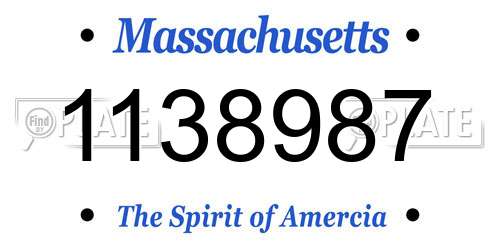 1138987 Massachusetts License Plate