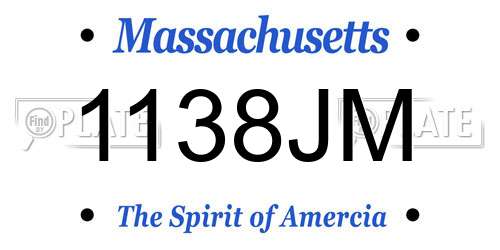 1138JM Massachusetts License Plate
