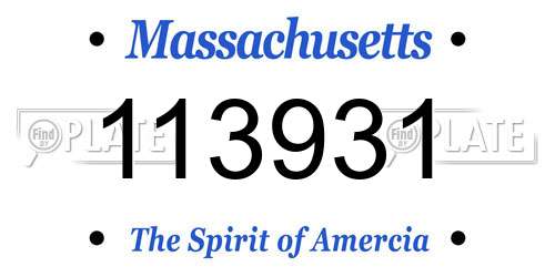 113931 Massachusetts License Plate