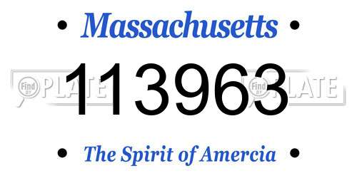 113963 Massachusetts License Plate