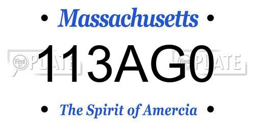 113AG0 Massachusetts License Plate