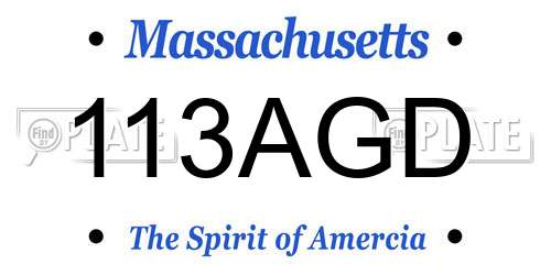 113AGD Massachusetts License Plate