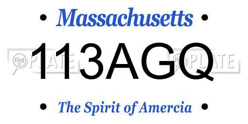 113AGQ Massachusetts License Plate