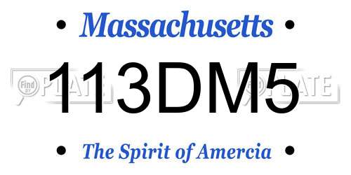113DM5 Massachusetts License Plate