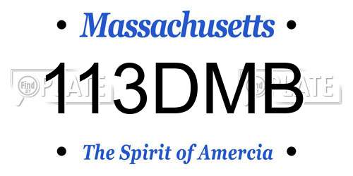 113DMB Massachusetts License Plate