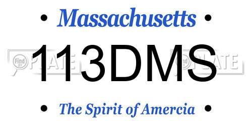 113DMS Massachusetts License Plate