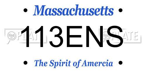 113ENS Massachusetts License Plate