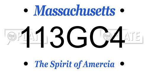 113GC4 Massachusetts License Plate