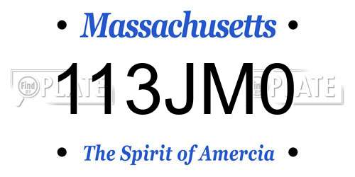 113JM0 Massachusetts License Plate
