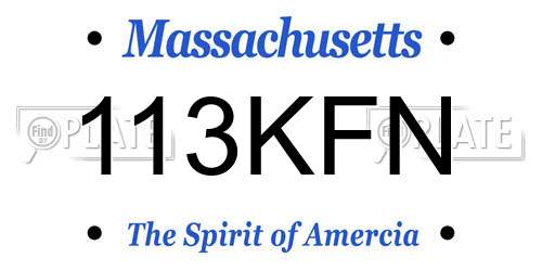 113KFN Massachusetts License Plate