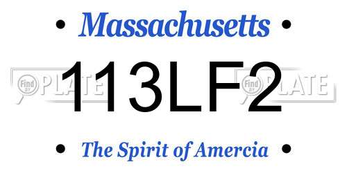113LF2 Massachusetts License Plate