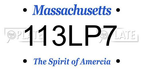 113LP7 Massachusetts License Plate