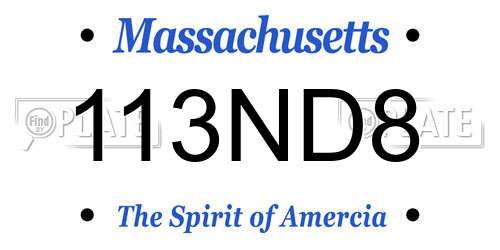113ND8 Massachusetts License Plate