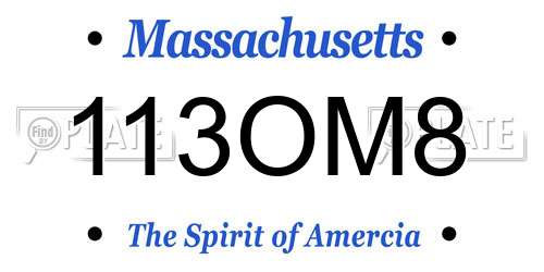 113OM8 Massachusetts License Plate