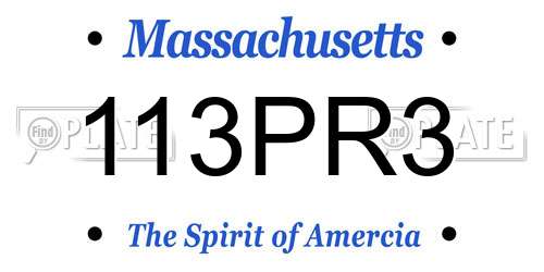 113PR3 Massachusetts License Plate