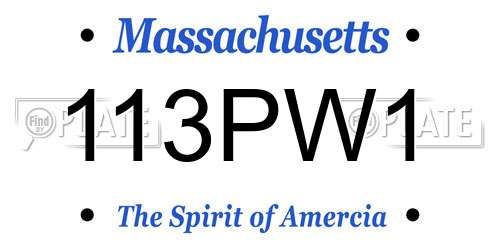 113PW1 Massachusetts License Plate