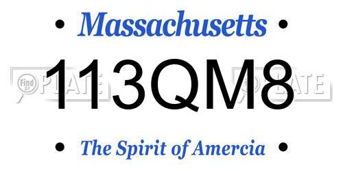 113QM8 Massachusetts License Plate