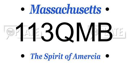 113QMB Massachusetts License Plate