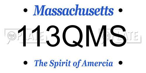113QMS Massachusetts License Plate