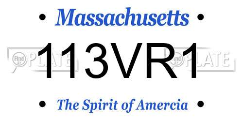 113VR1 Massachusetts License Plate