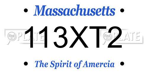 113XT2 Massachusetts License Plate