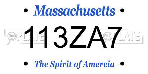 113ZA7 Massachusetts License Plate